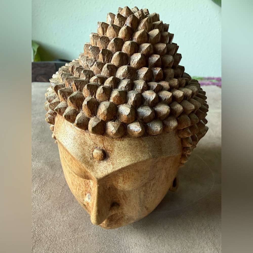 Handcrafted Wooden Buddha Head
